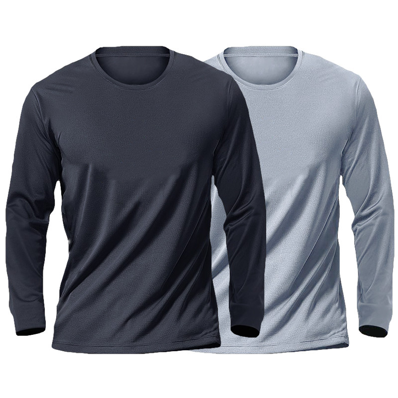 春秋大码冰丝网眼速干T恤男士健身训练服纯色长袖圆领运动跑步服,男装,T恤,淘宝优惠券,粉丝福利购,淘宝优惠卷