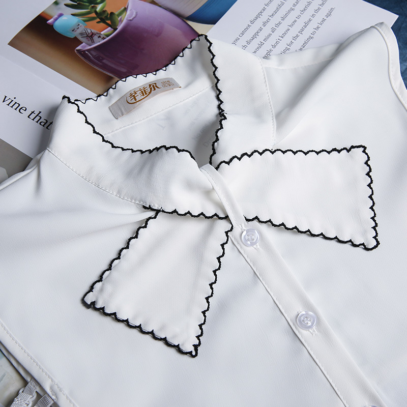 白色尖领假领子女百搭配衬衫