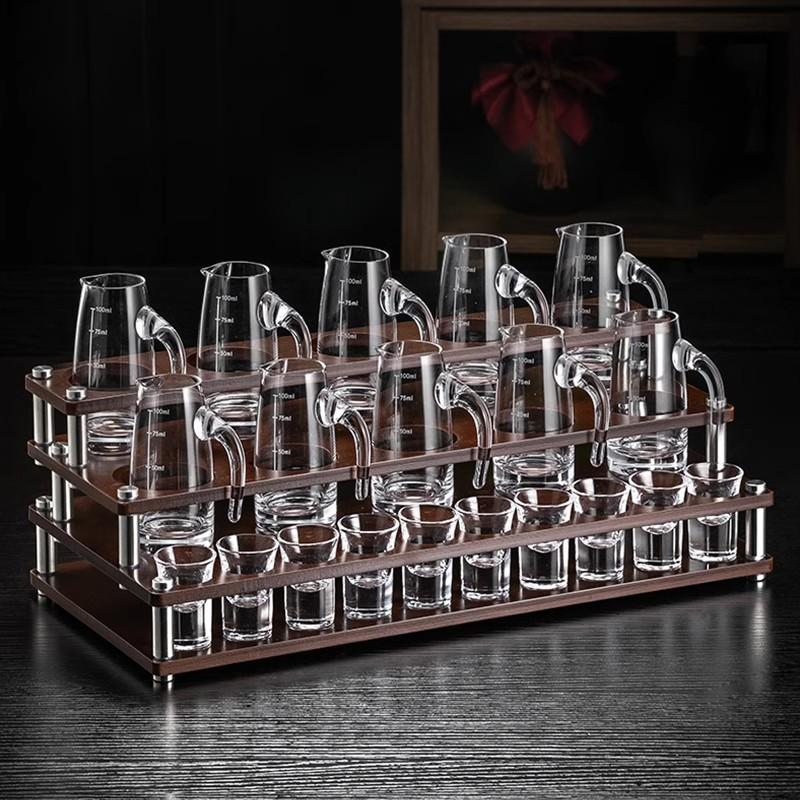 轻奢金箔水晶玻璃白酒杯套装