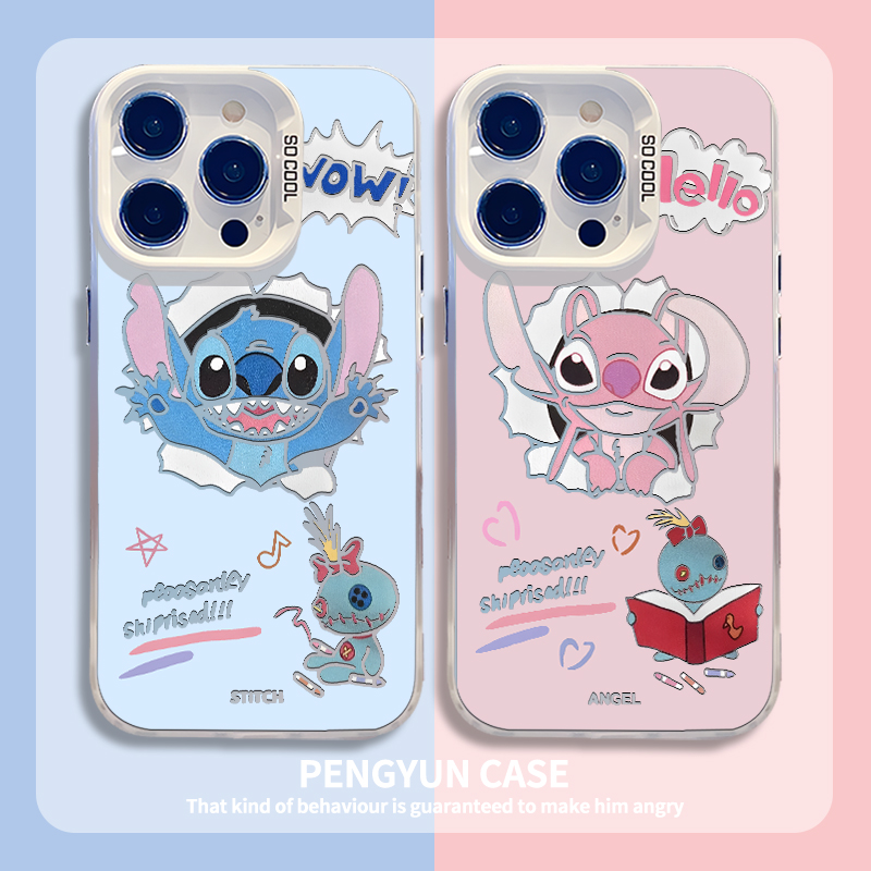 史迪仔安琪情侣款男女彩银手机壳