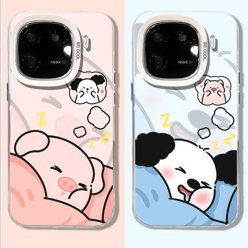 睡觉情侣小猪狗狗秋冬手机壳