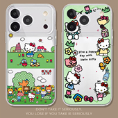 kt猫春游适用苹果17promax手机壳透明iPhone16新款 15凯蒂13猫咪14春天11小清新12mini春日xr女款 8plus7硅胶xs