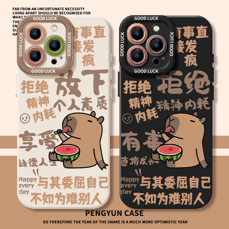 放下个人素质水豚液态猫眼手机壳
