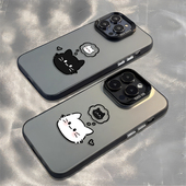 相思黑白猫咪适用苹果17手机壳新款 8plus7 iPhone16情侣iPhone13可爱15promax卡通11简约14男12mini女x