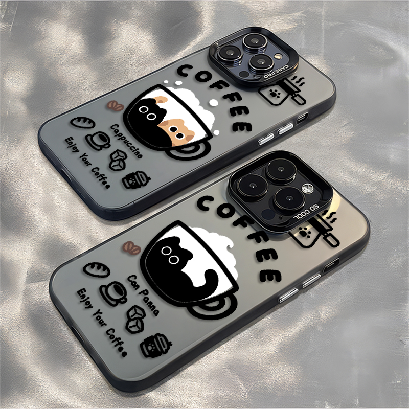 咖啡小黑猫咪潮牌高级感手机壳