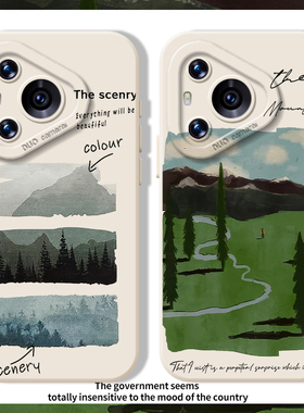ins风景适用华为pura70手机壳nova14森系mate60pro春日p50小清新80春天13/12荣耀300gt200/11/10/9/8majic7/6