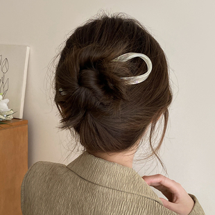 新中式 简约醋酸U型发簪女高级感可爱丸子头盘发神器发钗簪子发饰
