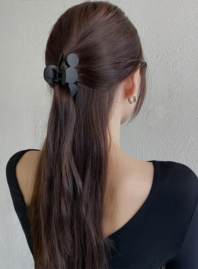 黑色磨砂大号发夹后脑勺盘发抓夹女新款小众高级感鲨鱼夹发卡头饰