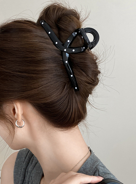 波点发夹女夏天盘发抓夹后脑勺头发夹子新款气质鲨鱼夹大号发量多