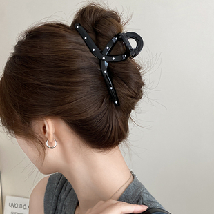 波点发夹女夏天盘发抓夹后脑勺头发夹子新款气质鲨鱼夹大号发量多