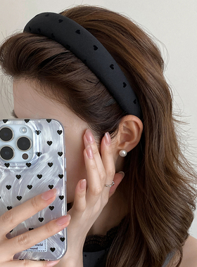 灰色爱心头箍女压发洗脸专用发卡2025新款秋冬外出高颅顶布艺发箍