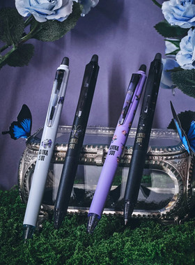 日本PILOT百乐安娜苏限定可擦笔摩磨擦ST按制中性笔ANNASUI系列高颜值学生0.5mm黑芯LFSK-13AS25按动可擦笔