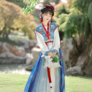 白雪海蒂君莫晚原创唐褙子汉服日常齐腰裙春夏季 女2024新款