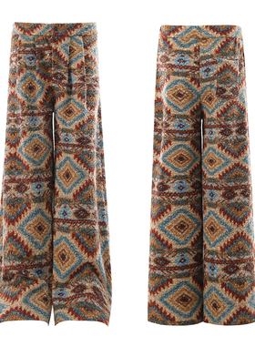 美式复古民族风重磅厚绒毛圈直筒裤男女宽松休闲长裤显瘦阔腿裤子