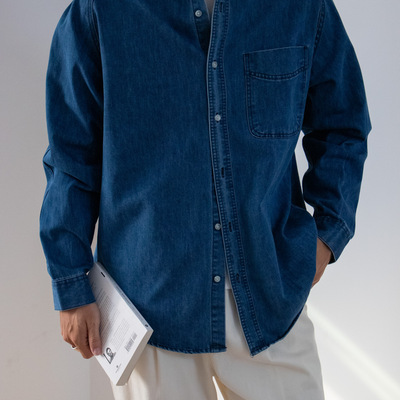 日系2025秋季男生高级感牛仔衬衫