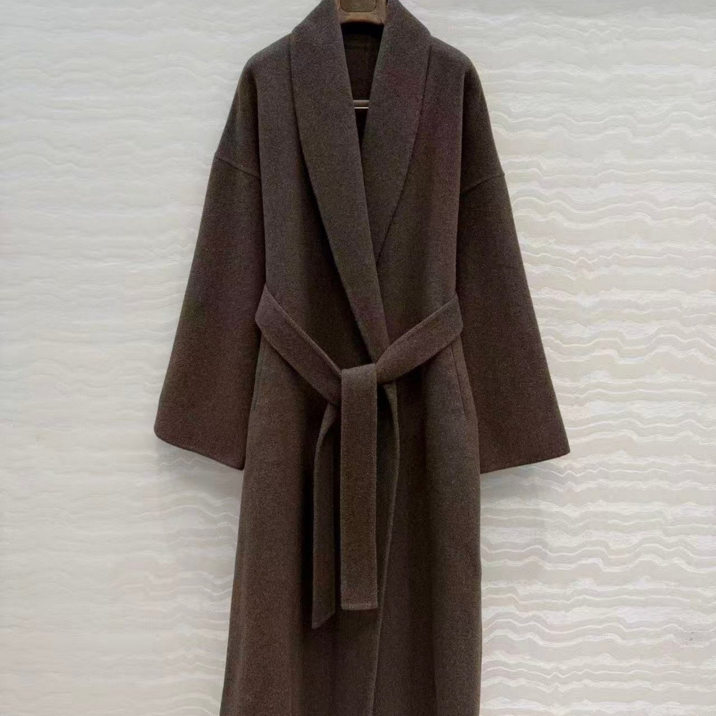 英式浴袍领系带手工羊绒羊毛混纺高腰宽松百搭长款大衣外套n女,女装/女士精品,毛呢外套,淘宝优惠券,粉丝福利购,淘宝优惠卷