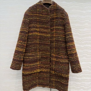 韩版新款定制进口羊毛羊驼毛编织软花呢宽松高腰中长款羊绒大衣女