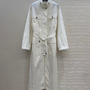 H版 腰带高腰进口莱赛尔水洗棉工装 型长风衣女 马术风连背带 新款