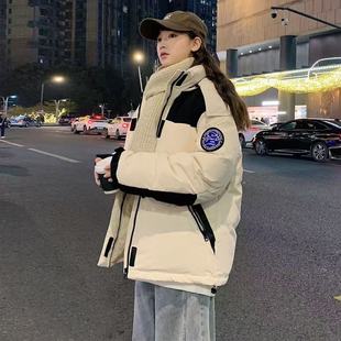 唐S家女款 L码 冬季 连帽拼接袖 休闲百搭羽绒上衣 冬上新 带标韩版