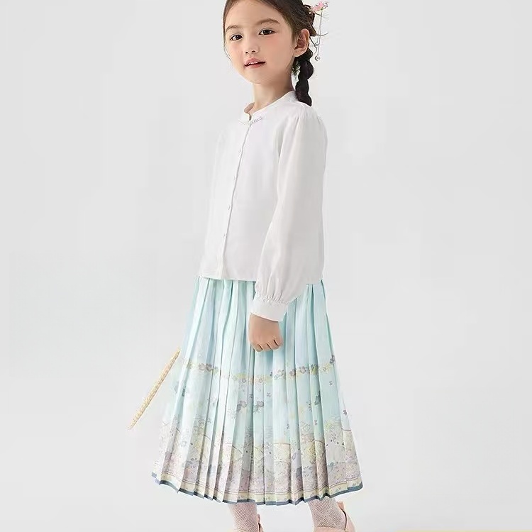 秋上新!90~160码巴家女童新款秋季汉服中大童马面裙国风单半身裙