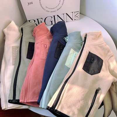 秋上新！4~14岁外贸单男女童春秋季双面保暖摇粒绒外套冲锋衣内胆