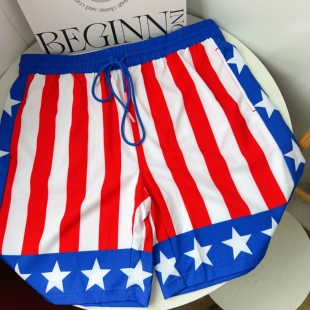 外贸单男士夏季薄款星条旗短裤速干沙滩裤