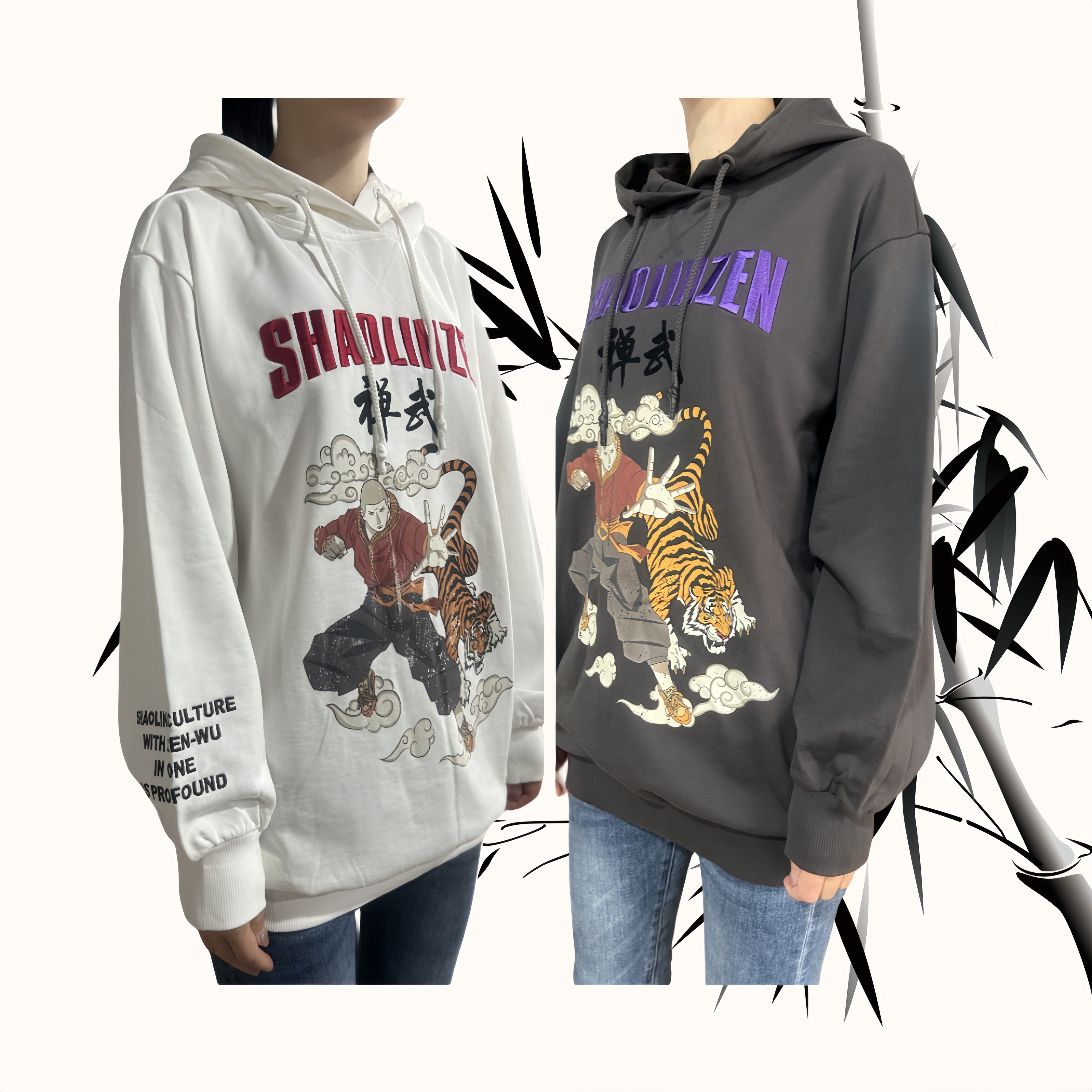 清苍！森家女士卫衣春秋纯棉毛圈宽松休闲连帽针织印花卫衣