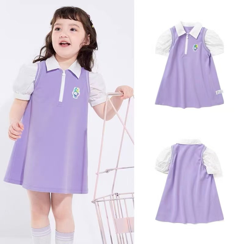 夏款清！90-130码 巴家女童夏季休闲学院风假两件短袖连衣裙,童装/婴儿装/亲子装,T恤,淘宝优惠券,粉丝福利购,淘宝优惠卷