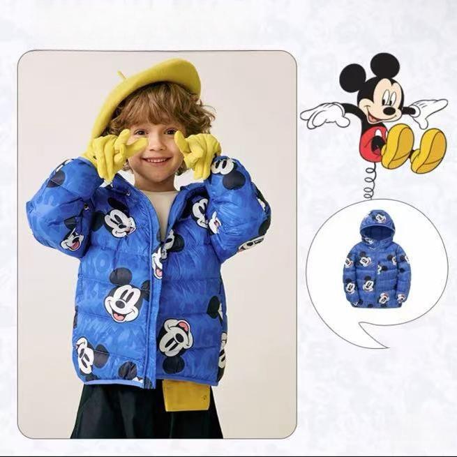 150-165码巴家儿童羽绒服男童秋冬卡通印花轻薄连帽羽绒服