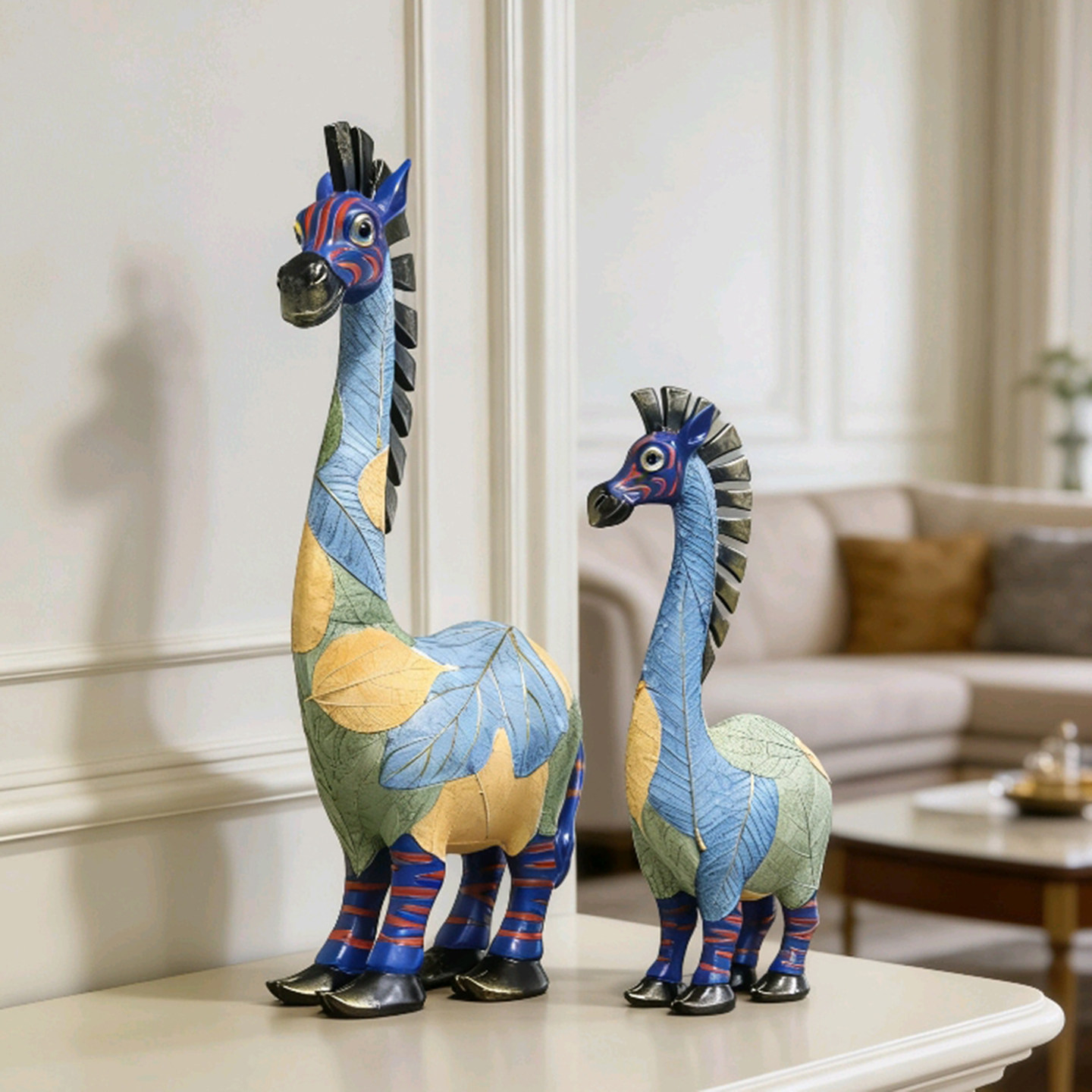 客厅居家装饰品时尚摆件现代简约吉象斑马长颈鹿个性猫新房玄关