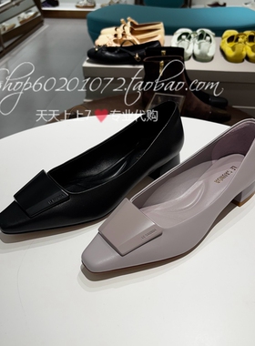 Le saunda莱尔斯丹2025秋季女鞋饰扣平跟鞋浅口方头女单鞋6T23601