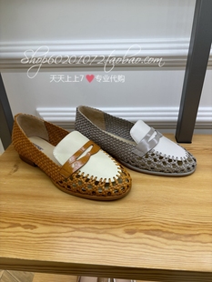 迪桑娜~2024春季女鞋英伦平跟圆头乐福镂空编织单鞋198977 198969