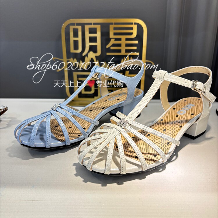 MIO米奥2026夏季女鞋专柜正品镂空编织粗跟猪笼鞋凉鞋 M263126325