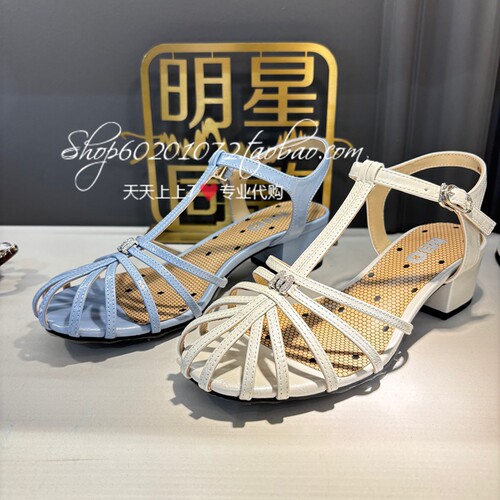 米奥2026夏女鞋镂空编织凉鞋