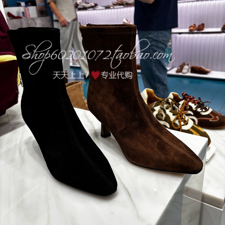 真美诗2025冬女靴尖头弹力瘦瘦靴