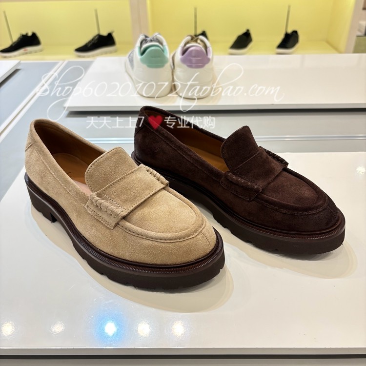 GEOX/健乐士2025秋季女鞋专柜代购一脚蹬乐福鞋圆头女单鞋 D564ZA