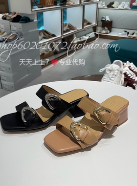 Le saunda莱尔斯丹2025夏款女鞋粗跟一字拖休闲凉拖女拖鞋6M50301