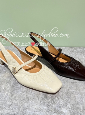 莎莎苏2026夏季女鞋专柜正品一脚蹬单鞋粗跟包头女凉鞋Z76134A-12