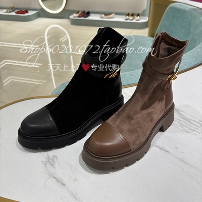 蹀愫2025冬季女鞋圆头增高短靴女