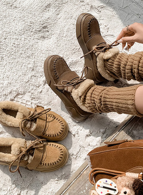 SIX MADDEN2025冬季女靴雪地靴加绒保暖德训鞋羊毛厚底短靴SMD284