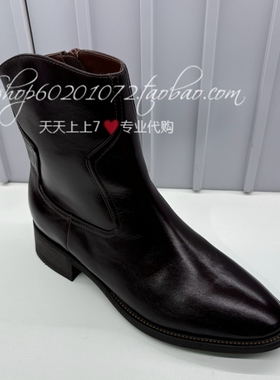 真美诗2024冬季新女靴简约粗跟瘦瘦靴时装靴短靴通勤靴子女 91910