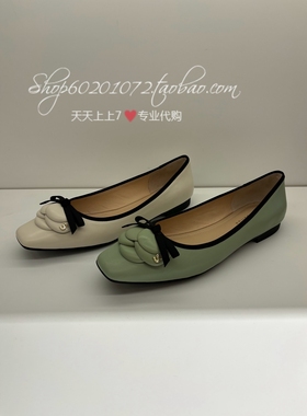 LE SAUNDA/莱尔斯丹2024春季女鞋英伦蝴蝶结平底浅口单鞋 5M01217