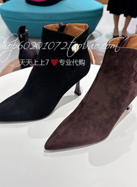 Lesaunda莱尔斯丹2025冬季女鞋通勤尖头细高跟短靴时装靴6T73402