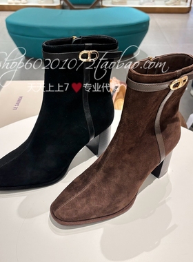 Lesaunda莱尔斯丹2025冬季女鞋通勤方头绒里女短靴时装靴6T71609V