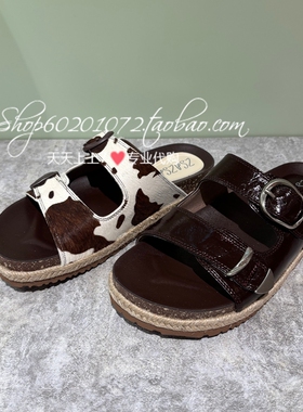 莎莎苏2026夏季女鞋专柜正品麻编底一脚蹬凉拖勃肯拖鞋Z76302A-16