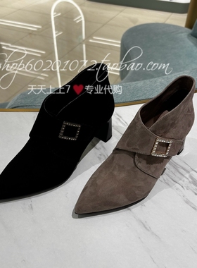 tigrisso/蹀愫2025冬季女靴魔术贴时装靴尖头短靴踝靴TA65705-17