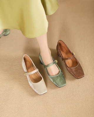 方头一字带玛丽珍鞋浅口女鞋单鞋