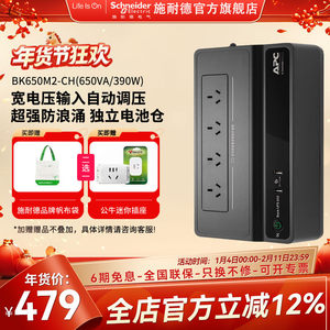 施耐德APC UPS不间断电源BK650M2电脑群晖 NAS威联通停电备用电池