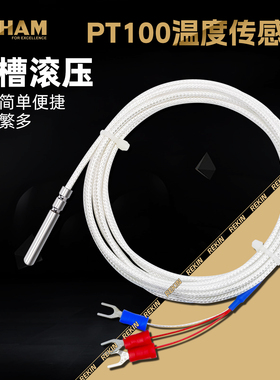 ROHAM热电阻PT100温度传感器双槽滚压防水探头可定制螺纹安装温控