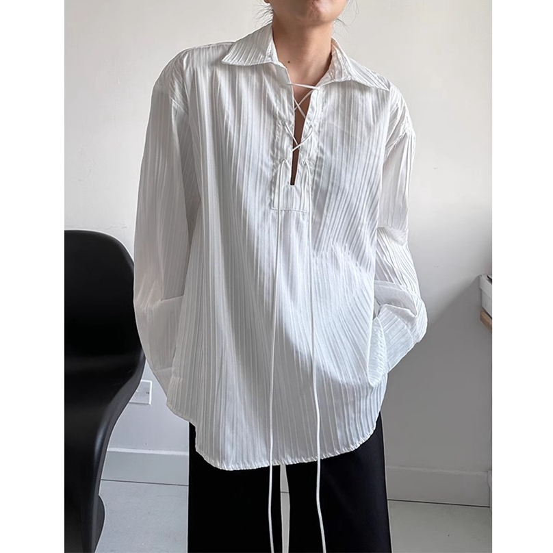 高级感禁欲系白色衬衫男韩版